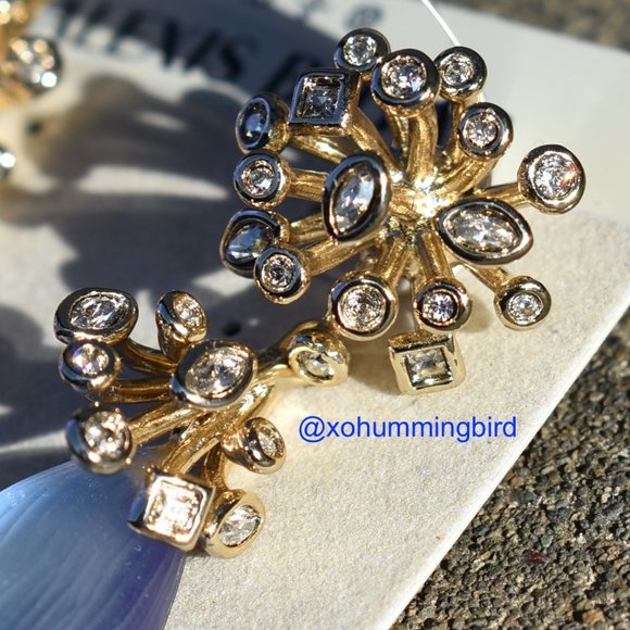 Alexis Bittar | Purple & Gold Study Stud Earrings w/Crystal Burs - Picture 2 of 6